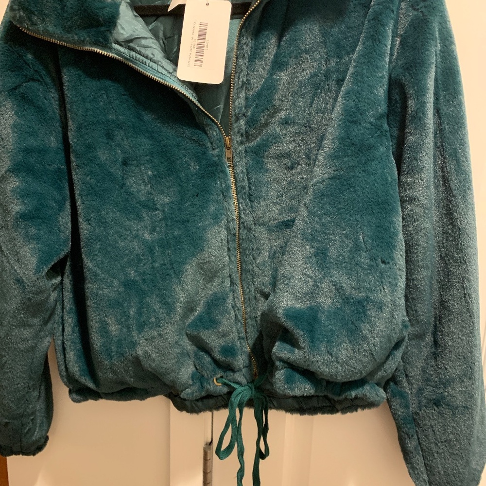 Green Faux Fur bomber jacket